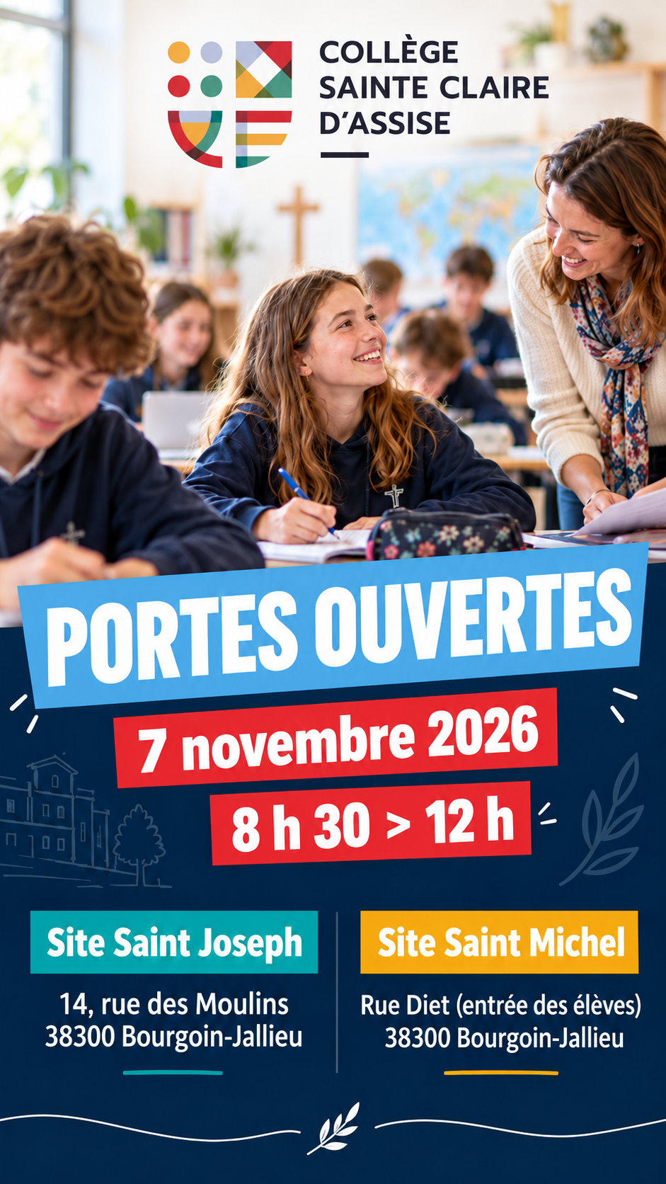 Affiche portes ouvertes du collège Sainte Claire